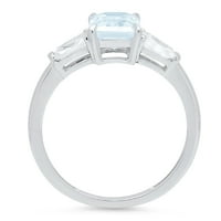 2.0ct smaragdni rez plavi simulirani dijamant 14k bijeli zlatni godišnjički angažman kamena prstena