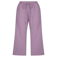 Neilla dame dna široke noge Capri hlače obrezirane pantalone žene labavo pamučno posteljina pantna boja