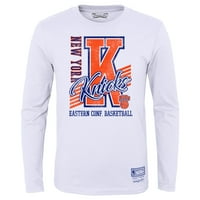 Mladi Mitchell & Ness White New York Knicks Tvrdo drvo Klasičari Napravite majicu od rezanog dugih rukava