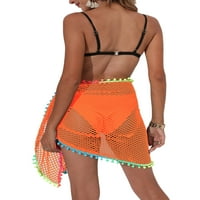 Aturuste Women Fishnet Beach Bikini Cover-Up-up kratka suknja Šareno Fringe Sarong Plaža Skirt s kapcima