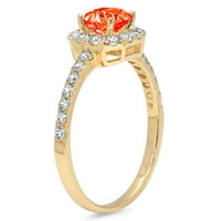 1.23CT Princess Cred Crveni simulirani dijamant 14k žuti zlatni godišnjički angažman halo zvona veličine 7