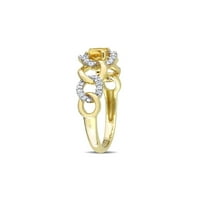 Carat Citrine Link prsten u 10k žuto zlato s dijamantima