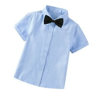 Školska uniforma Toddler Boys Kratki rukav bluza Solidarna boja Školska ujednačena košulja kravata,