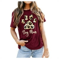 Dqueduo ženski vrhovi Ležerne prilike Leopard Print Lovers Košulja kratkih rukava Tee Tors Tunic, Plus