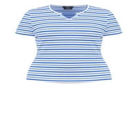 Ženska majica Plus veličine Lila Thee The Top kratkih rukava V-izrez - Royal Blue
