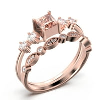 Godišnji prsten minimalistički 1. karat princeza rez morgatit i dijamantni moissanitni prsten za angažman,