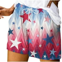 Odeerbi 4. jula Patriotske kratke hlače za žene Ležerne prilike tiskane kratke hlače sa džepovima crveno