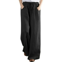wofedyo hlače za žene čvrste pamučne posteljine labave i jednostavne pamučne pantalone pantalone hlače