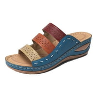 DpitySerensio ženske dame platforme Colorblock casual rimske papuče klinovi korektivne sandale sandale za žene plavo 5,5