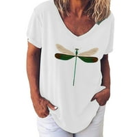 Ljetni vrhovi za žene Modne žene tiskali su majicu s V-izrezom kratkih rukava casual tee tops bluza