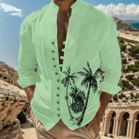 Fabiurt MENS Holiday Seaside Leisure Laod gumb Potkrivač COLLAR digitalna 3D tiskana majica s dugim