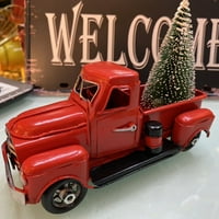 Božićni minijaturni kamion, minijaturni kamion Vintage Chic Metal ulov Božić Crveni kamion za dom