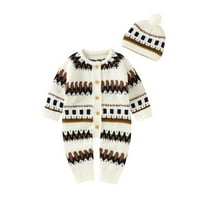 Entyinea baby Girls Boys Knit kardigan džemper pamučno odijelo s šeširom bijelim 73