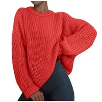 Dukseri za žene Trendy Y2K moda O vrata labavo pulover Puno boje dugih rukava džemper vrhovi poliester