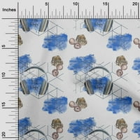 Onuone svilena tabby plava tkanina za smjer Kompass torba i slušalice Travel DIY odjeća odvažnu tkaninu