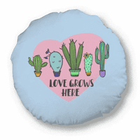 Ljubav se ovdje raste kaktus art deco modni okrugli bacanje jastuka za uređenje doma
