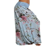 HAITE ženske cvjetne print harem hlače casual široke pantalone za noge plaža Boho Palazzo hlače