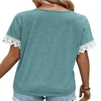 Niveer dame majica V izrez Ljetni vrhovi kratki rukav majica za prozračnu majicu od pune boje tunika tunika jezera plava 3xl