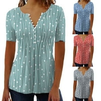 Ljetna ženska majica polka tačkice V-izrez Tuničke ljuljačke vrhove dame bluza plus veličina