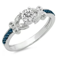 DazzlingRock kolekcija 0. Carat 14k Blue & White Diamond Bridal Angažman prsten CT, bijelo zlato, veličine
