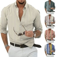 Muškarci Ležerne prugaste košulje s dugim rukavima gumb za bluzu dugih rukava dolje
