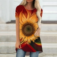 Ženska majica u trendu ljetni casual okrugli vrat kratki rukav tiskali dame na vrhu bluza majica