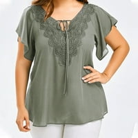 Ženski bluze s kratkim rukavima ženska plus bluza seksi skraćene majice V-izrez ljetni vrhovi siva 4xl