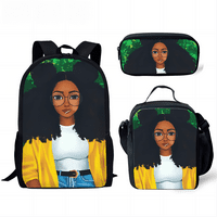 Postavlja afričku djevojku tiskani studentski ruksak crna afrička djeca Oxford školska torba postavlja knjige torbica za ručak Penicl futrola