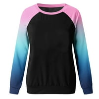 Ženski duks posada gradijent gradijent boje blokiranje labavo pulover modna odjeća crna veličina m