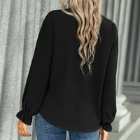 Scyoekwg Fall Fashion Žene Ležerne trube Košulje s dugim rukavima Trendy V izrez Solid Boja Elegantne
