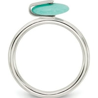 Sterling srebrni polirani okrugli imitacija tirkiznog prstena napravljen na Tajlandu QR7338-7
