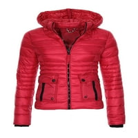 Cindysus dame quild hoodie puffer kaput žene tanka odjeća dugi rukav na otvorenom puni zip kaput zadebljana jakna crvena 2xl