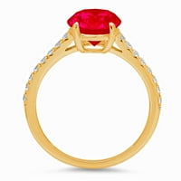 2.21CT ovalni rez crveni simulirani rubin 14k žuti zlatni godišnjički angažman prsten veličine 5,75