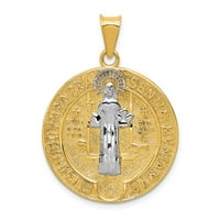 14k žuto zlato sa rodijumskim krugom Svetog Benedikta medalja Privjesak šarm