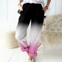 Ženski tiskani pamučni i posteljini Ediodpoh Ležerne modne hlače plus veličine pantalone ružičaste l