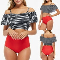 AMLBB pokriva za kupaći kostimu za žene dvodijelni kupaći kostim frilly visokog struka Bikini frilly