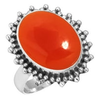 Sterling srebrni prsten za žene - muškarci narančasta pravi klelijski dragulj Srebrna prstena Veličina