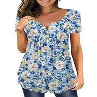 Bomotoo žene ljetne vrhove majica s kratkim rukavima majica majica Bohemian Tee Dailywer Pulover plavi