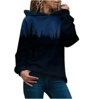 Ženski bluzes Kapuljač kapuljača Loose Print dugih rukava Jesen i zimska moda Casual Jesenski trendovi Dukserice Plavi S-6XL
