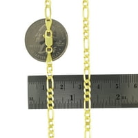 Nuragold 10k žuto zlato od krutog figarog lančana veza Privjesak ogrlica, muški ženski nakit 16 - 30