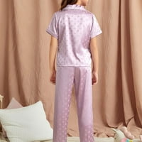 Xmarks Kids Saten kratki i duge hlače 2 komada Pajamas Sleep rublja set Purple 6-13T