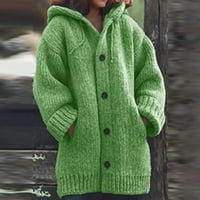 Ženska solidna boja Jednostruki džep s kapuljačom toplim pletenim džemper premaza