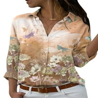 Rejlun ženske bluze gumb dolje majice dugi rukav vrhovi prozračne tucijske košulje udobne poslovne svijetlo