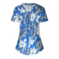 Zlodggu Tunic Bluzes Majice za žene Smanjeni kratki rukav ženski vrhovi cvjetna grafička bluza Ljetna moda v izrez košulje Elegantno udobnost labavih ležernih maramica 4