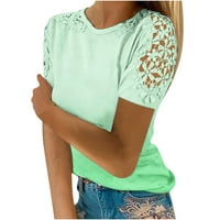 Ženska ležerna bluza od tiskane boje čipke iz šuplje izreza od kratkih rukava s tankim bluzom za bluzu