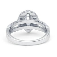 Vintage stil kruška halo ženski angažman prsten simulirani CZ Sterling srebrna