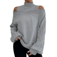 Felwors džemperi za žene moda Jesen zimski pleteni džemper debeli navojni pulover Turtleneck sa džemper sa ramenom