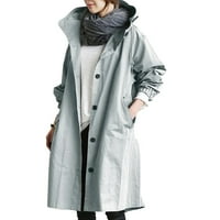 Cuekondy Loose udoban kaput s kapuljačom Žene Elegantni vjetrovitni divlji zimski kaput sivi xxxl