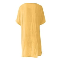 Ženski vrhovi Chemise casual kratki rukav Solidne ženske majice Henley ljeto žuti s