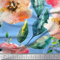 Soimoi Velvet Tkaninski cvijet i ostavlja akvarel Ispis Šiveno šivanje tkanine